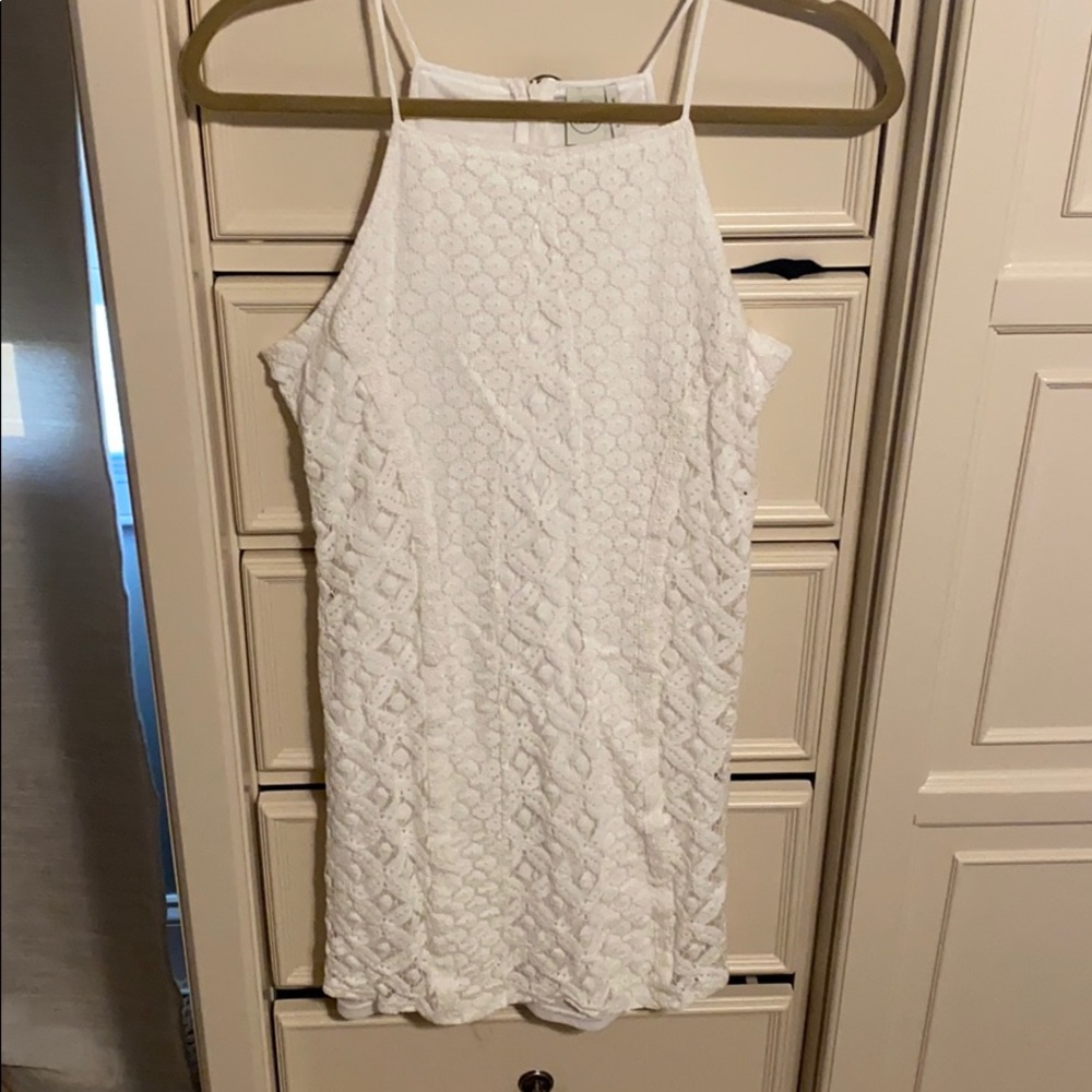 Tight lacey white graduation dress